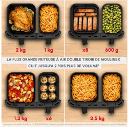 Friteuse sans huile Moulinex XXL DUAL EASY FRY EZ942HF0 Noir