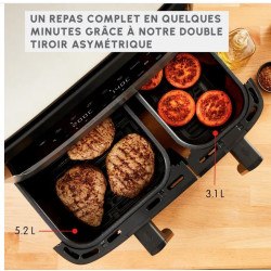 FRITEUSE A AIR SANS HUILE DUAL EASY FRY & GRILL INOX -  2 TIROIRS - EZ905D20/K20