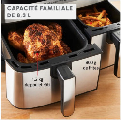 FRITEUSE A AIR SANS HUILE DUAL EASY FRY & GRILL INOX -  2 TIROIRS - EZ905D20/K20