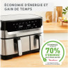 FRITEUSE A AIR SANS HUILE DUAL EASY FRY & GRILL INOX -  2 TIROIRS - EZ905D20/K20