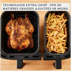 FRITEUSE A AIR SANS HUILE DUAL EASY FRY & GRILL INOX -  2 TIROIRS - EZ905D20/K20